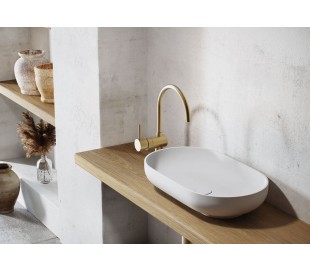 Dian bordmonteret håndvask 60 x 35 cm i senstone - Mat hvid 2