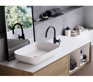 Gaia bordmonteret håndvask 58 x 34 cm i senstone - Mat hvid