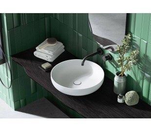 Gaia bordmonteret håndvask 58 x 34 cm i senstone - Mat hvid