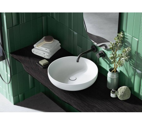 Gaia bordmonteret håndvask 58 x 34 cm i senstone - Mat hvid