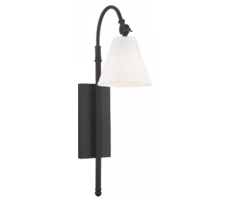 Rutland 1 Væglampe H62 cm - Mat sort/Hvid