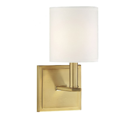 Rutland 1 Væglampe H62 cm - Varm messing/Hvid