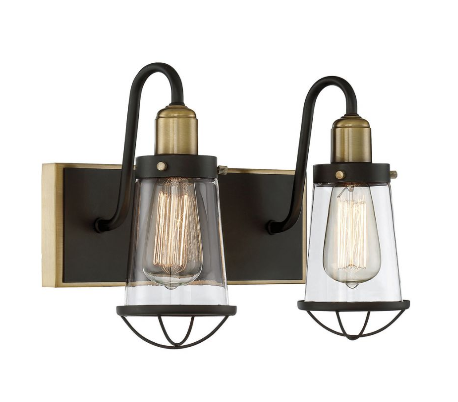 Lansing 2 Badeværelseslampe B34 cm - Satineret + poleret nikkel/Klar