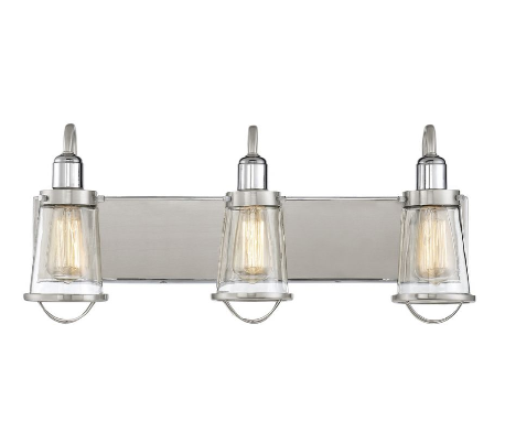 Lansing 2 Badeværelseslampe B34 cm - Satineret + poleret nikkel/Klar