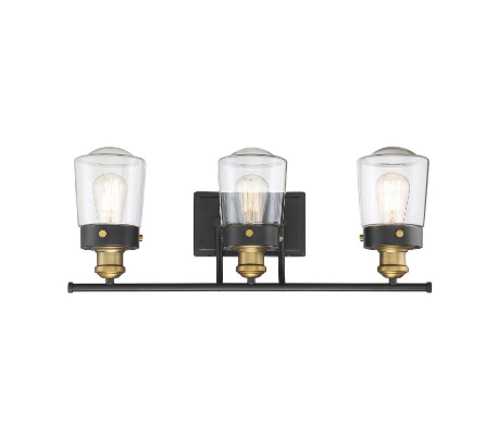 Macauley 2 Badeværelseslampe B37 cm - Varm messing + Vintage sort/Klar