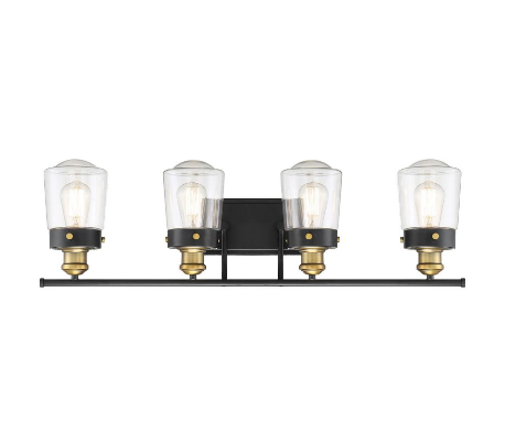 Macauley 3 Badeværelseslampe B61 cm - Varm messing + Vintage sort/Klar