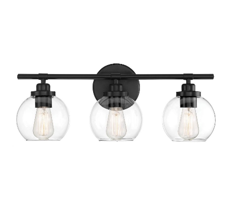 Carson 2 Badeværelseslampe B36 cm - Mat sort/Klar