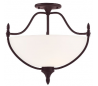 Herndon 3 Semi-Flush Plafond Ø66 cm - Antik bronze/Opalhvid