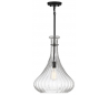 Bristo 1 Loftlampe Ø36 cm - Mat sort/Klar rillet
