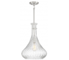 Bristo 1 Loftlampe Ø36 cm - Satineret nikkel/Klar rillet