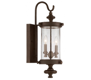 Monticello 3 Væglampe H71 cm - Patineret valnød/Klar bølget