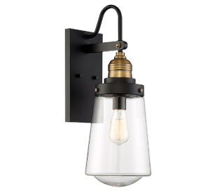 Mica 1 Væglampe H28 cm - Antik rustgrå/Klar med dråbe effekt