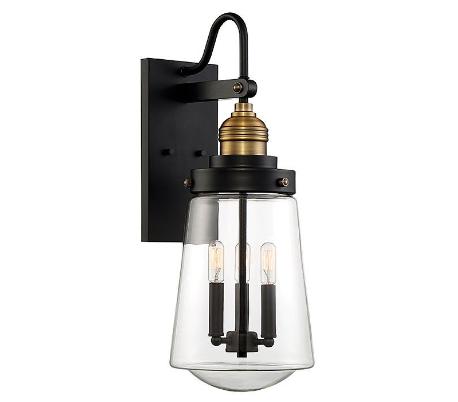 Macauley 1 Væglampe H53 cm - Vintage sort/Varm messing/Klar