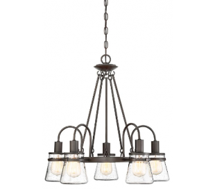 Portsmouth 6 oval udendørs lysekrone 95 x 56 cm - Antik bronze/Klar med dråbe effekt