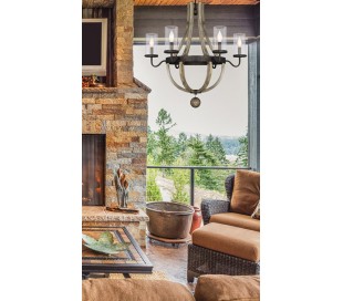 Portsmouth 5 udendørs lysekrone Ø60 cm - Antik bronze/Klar med dråbe effekt 2