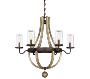 Portsmouth 5 udendørs lysekrone Ø60 cm - Antik bronze/Klar med dråbe effekt