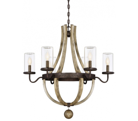 Portsmouth 5 udendørs lysekrone Ø60 cm - Antik bronze/Klar med dråbe effekt