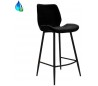 Miami Barstol i velour H112 cm - Sort/Sort