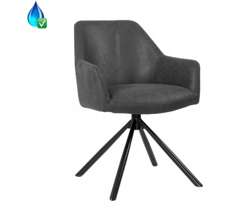 Davie rotérbar Spisebordsstol i øko-læder H85 cm - Sort/Vintage cognac