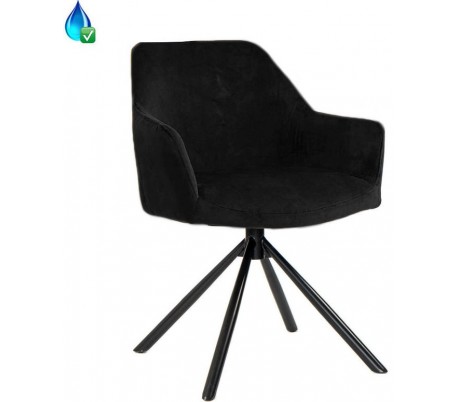 Davie rotérbar Spisebordsstol i øko-læder H85 cm - Sort/Vintage antracit