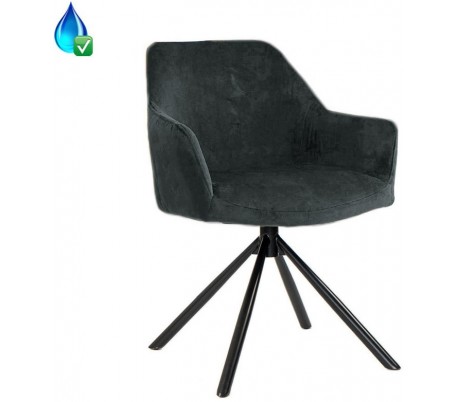 Davie rotérbar Spisebordsstol i velour H85 cm - Sort/Sort