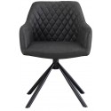 Dex rotérbar spisebordsstol i øko-læder H80 cm - Sort/Antracit