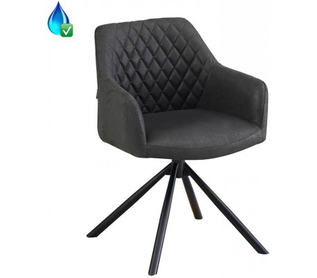 Dex rotérbar spisebordsstol i øko-læder H80 cm - Sort/Antracit