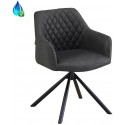 Dex rotérbar spisebordsstol i øko-læder H80 cm - Sort/Antracit
