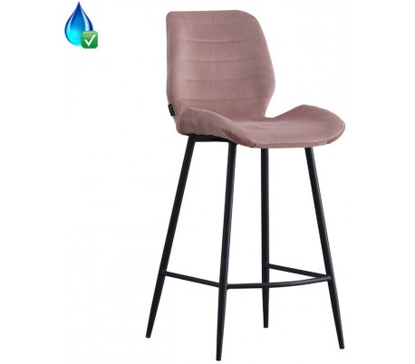 Toby Barstol i velour H104 cm - Sort/Mørkeblå