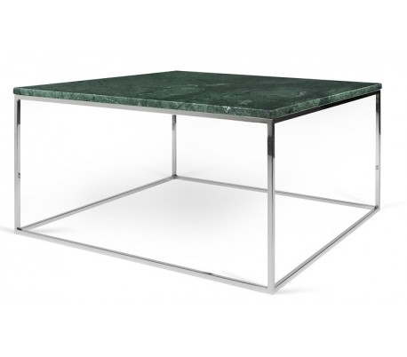 TemaHome Gleam sofabord i metal og marmor 75 x 75 cm - Sort/Grøn marmor