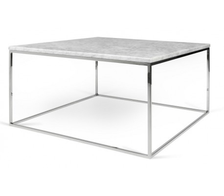 TemaHome Gleam sofabord i metal og marmor 75 x 75 cm - Krom/Sort marmor