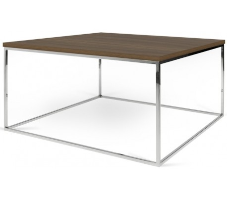 TemaHome Gleam sofabord i metal og finér 75 x 75 cm - Sort/Valnød