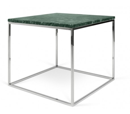 TemaHome Gleam sofabord i metal og marmor 50 x 50 cm - Sort/Grøn marmor