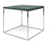 TemaHome Gleam sofabord i metal og marmor 50 x 50 cm - Krom/Grøn marmor