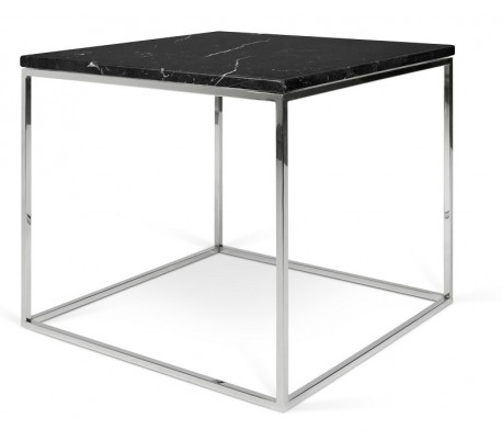 TemaHome Gleam sofabord i metal og marmor 50 x 50 cm - Krom/Grøn marmor