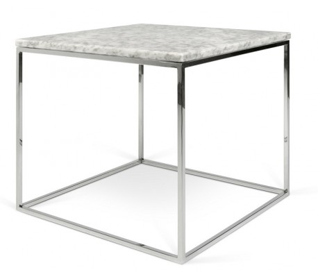 TemaHome Gleam sofabord i metal og marmor 50 x 50 cm - Krom/Sort marmor