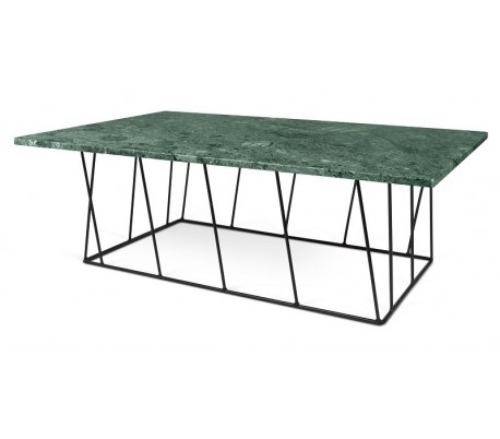 TemaHome Helix sofabord i metal og marmor 50 x 50 cm - Sort/Grøn marmor