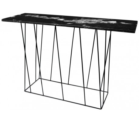 TemaHome Helix konsolbord i metal og marmor 120 x 40 cm - Sort/Grøn marmor