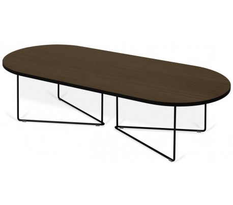 TemaHome Oval sofabord i metal og spånplade 136 x 60 cm - Sort/Eg