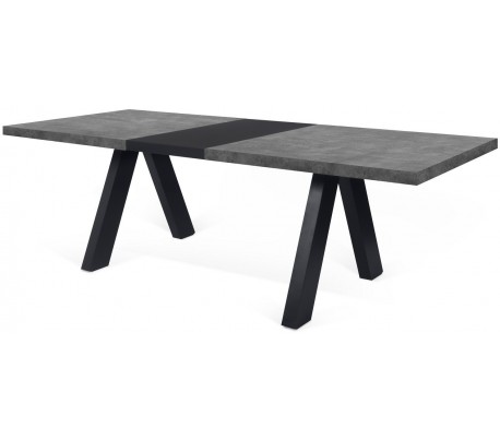 TemaHome Apex spisebord i metal og finér 200 x 100 cm - Sort/Betongrå