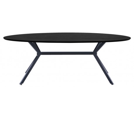 Rundt spisebord i metal og MDF Ø120 cm - Sort/Hvid marmor