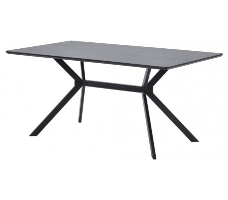 Spisebord i metal og MDF 200 x 90 cm - Sort/Sort