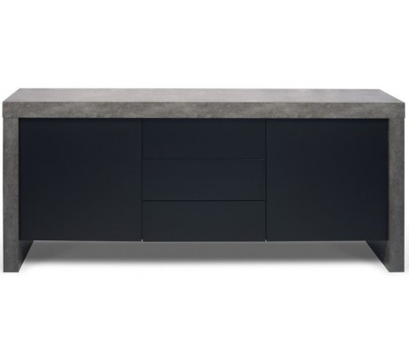 TemaHome Kobe sideboard i finér B188 cm - Sort/Betongrå