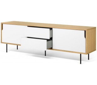 TemaHome Move tvbord i finér B110 - 203 cm - Hvid/Natur 2