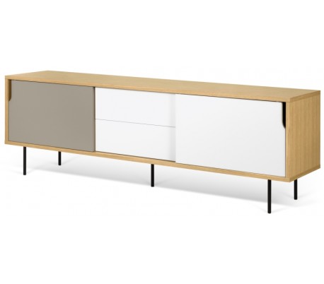 TemaHome Dann tvbord i metal og MDF B201 cm - Hvid/Eg