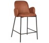 Jari barstol i microfiber og metal H94 cm - Sort/Cognac