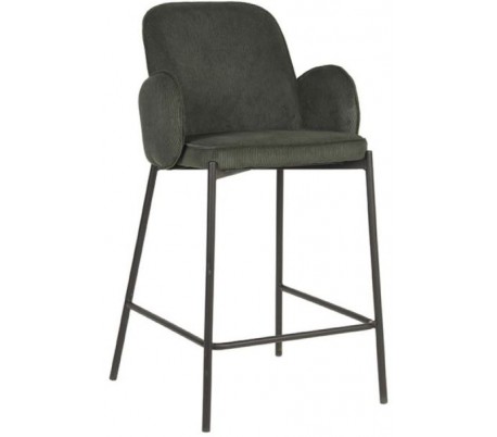 Jari barstol i velour og metal H94 cm - Sort/Armygrøn