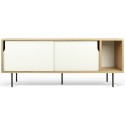 TemaHome Dann tvbord i metal og MDF B201 cm - Sort/Mat hvid/Eg