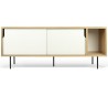 TemaHome Dann tvbord i metal og MDF B165 cm - Sort/Mat hvid/Eg