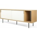 TemaHome Dann tvbord i metal og MDF B201 cm - Sort/Mat hvid/Eg